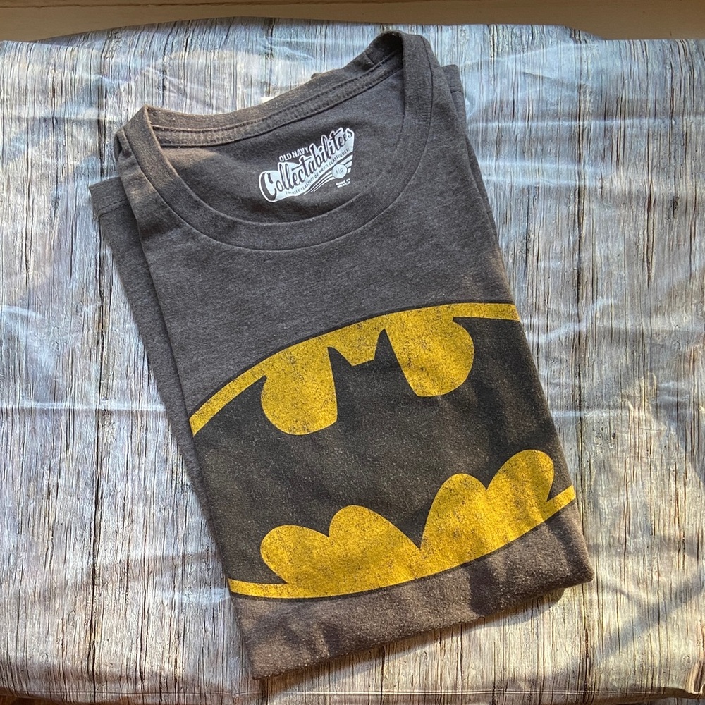 DC Comics Dark Gray/Charcoal and Yellow Batman Tee